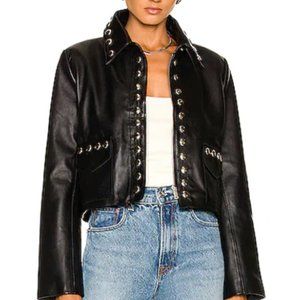 Nour Hammour Bowery cropped leather jacket, NWOT size 38 EU